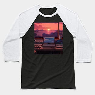 DJ Console DJ Set Computer Sunrise Baseball T-Shirt